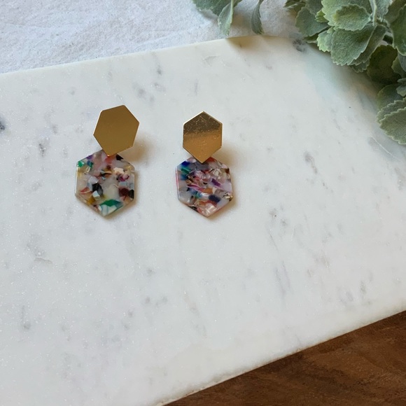 The Sophia - Geometric Acrylic Multicolor Earrings - Picture 4 of 6